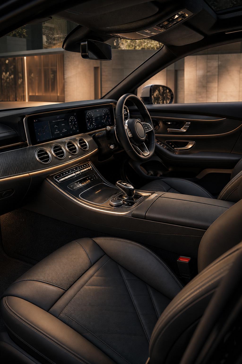 Premium right-hand drive car interior with leather and technology